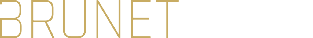 Logo agence Brunet-Monié - Or et blanc sur fond transparent- Étendu