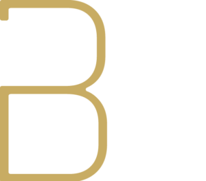 Logo agence Brunet-Monié - Or et blanc sur fond transparent - Large